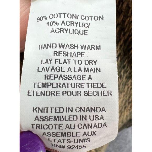 Cousin Johnny Zip Cardigan Womens M Tan Green Cotton Knit Sweater Cozy Granola - Picture 13 of 14